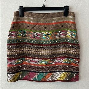 Glamorous Colorful Patterned /Beaded Women's Medium Boho Mini Skirt